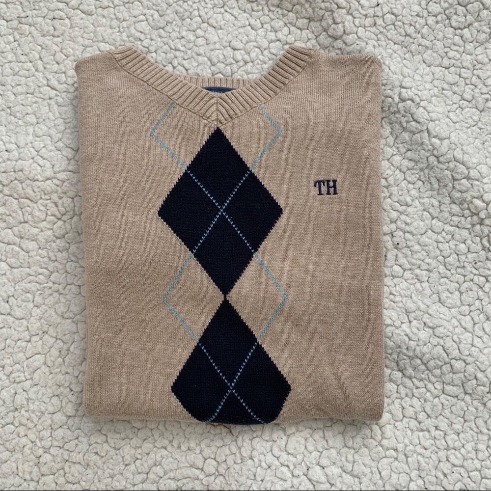 Tan Tommy Hilfiger argyle sweater